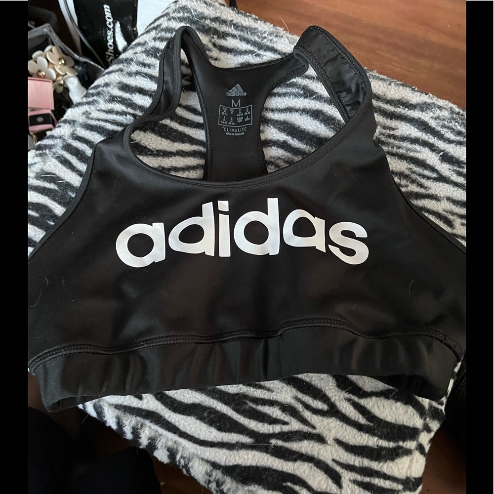 Adidas Climalite Black Wireless Sports Bra Size M, Excellent Condition!